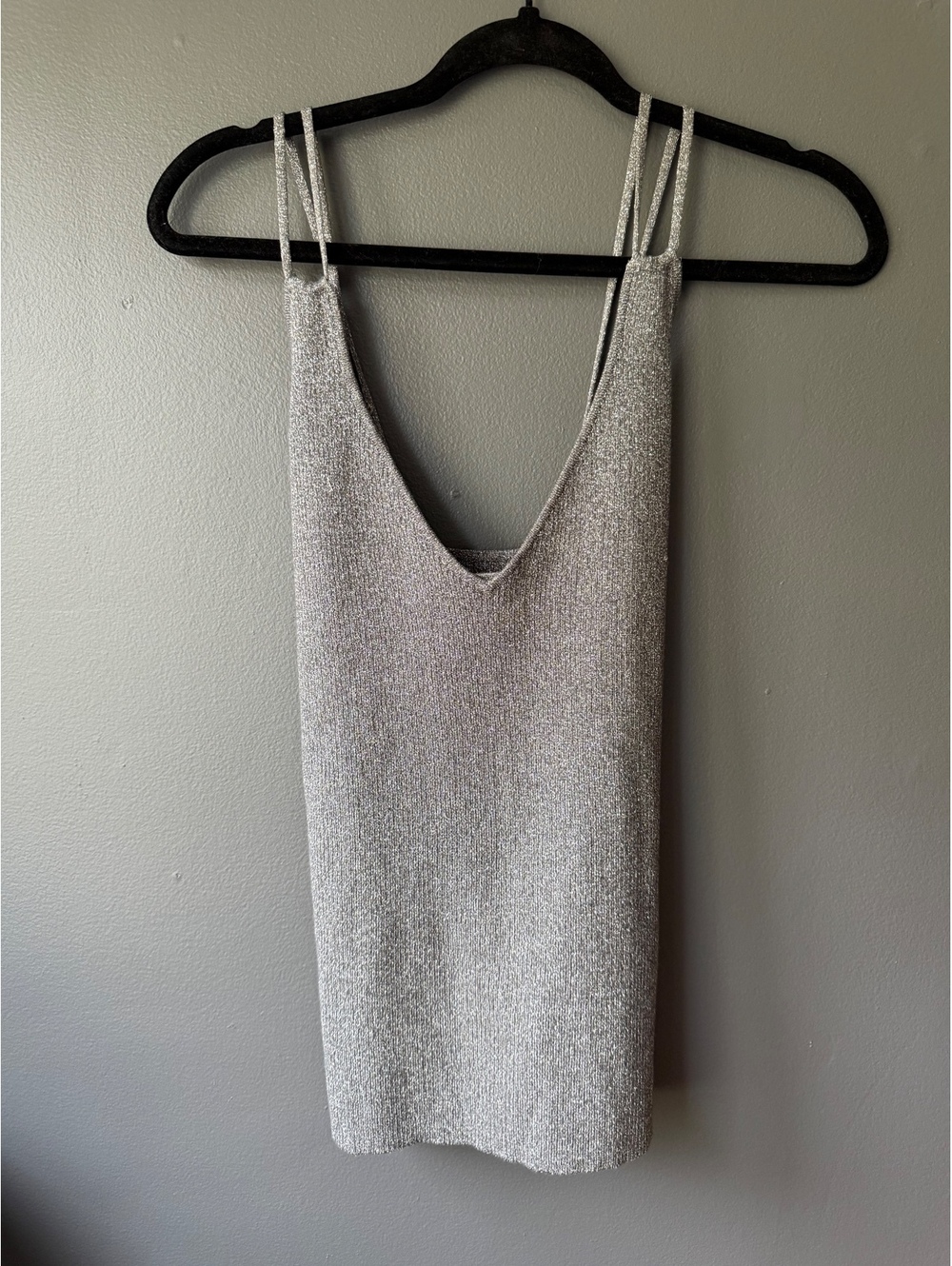 Ralph Lauren Silver Metallic Knit Tank Medium